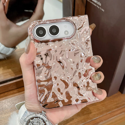 Creative Water Ripple Wrinkles Electroplating Case for iPhone Duo NEW 18 Fold DUO Slim Shockproor Bumper Front and Rear Cover