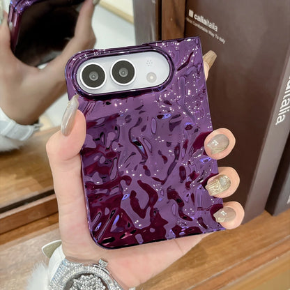 Creative Water Ripple Wrinkles Electroplating Case for iPhone Duo NEW 18 Fold DUO Slim Shockproor Bumper Front and Rear Cover