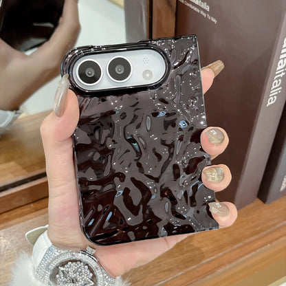 Creative Water Ripple Wrinkles Electroplating Case for iPhone Duo NEW 18 Fold DUO Slim Shockproor Bumper Front and Rear Cover