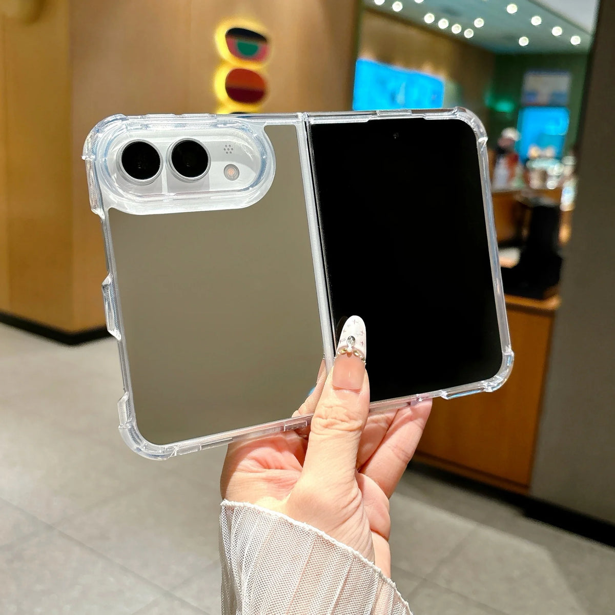 For iPhone Duo 18 Fold Luxury Acrylic Hard Mirror Phone Case for iPhone DUO 18fold Makeup Mirror Shockproof Airbag Edge Cover